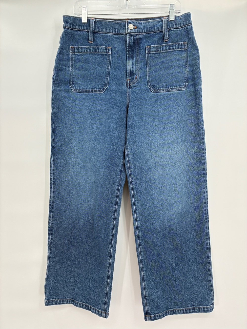 Madewell Women Perfect Vintage Wide-Leg Patch Pockets Blue Jean Size 32 (tag 31)